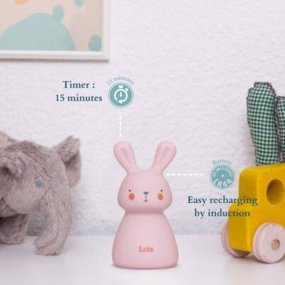 veilleuse lapin rose recharge induction timer